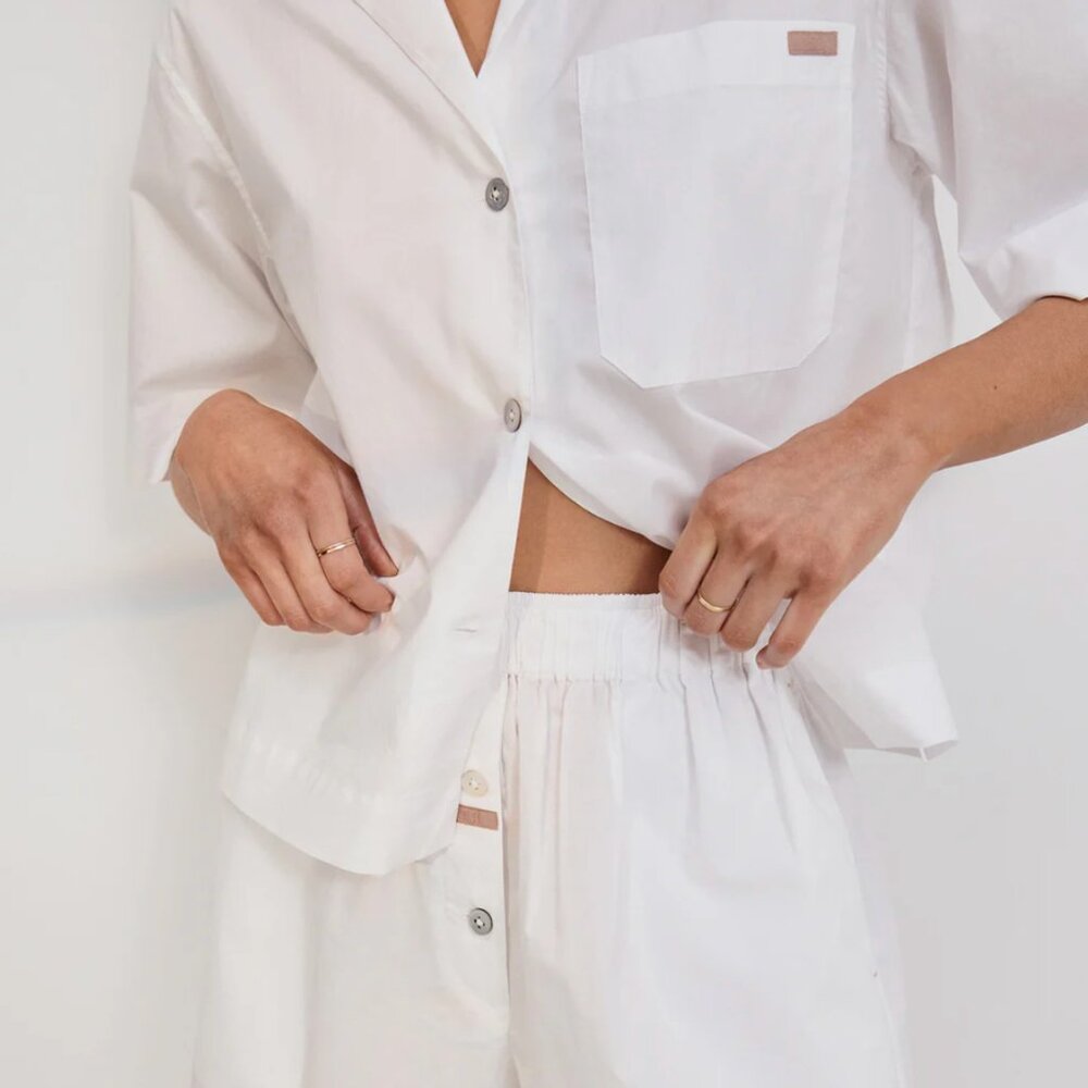 Lunya Airy Cotton Short Sleeve Set –White – NWT